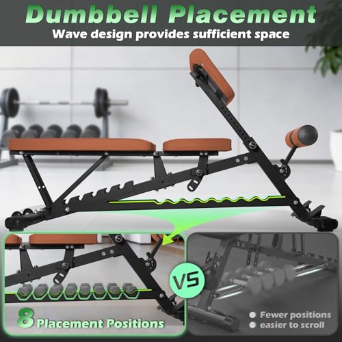 1000 LBS Adjustable Weight Bench with Roman Chair, Utility Workout Bench for home gym MAX Sit/Decline/Incline Up Bench Press Exercise Equipment 75°to -20°FID Strength Training - color: Brown