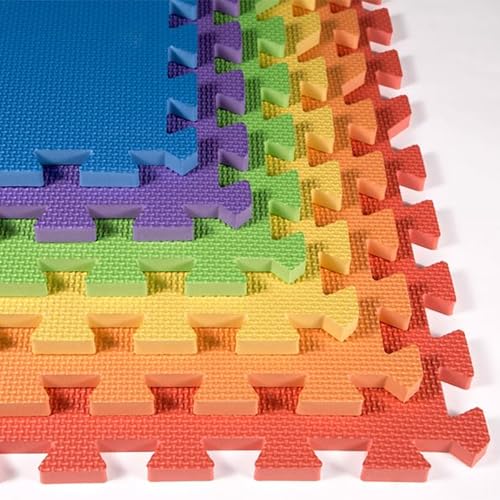 FlooringInc Baby Play Mat for Floor, Extra Large 2'x2' Foam Floor Tiles for Kids, Soft Interlocking Puzzle Mat, 1/2 Inch Thick, Non-Toxic EVA (Rainbow, 6 Tile Pack, 24 Sq Ft)