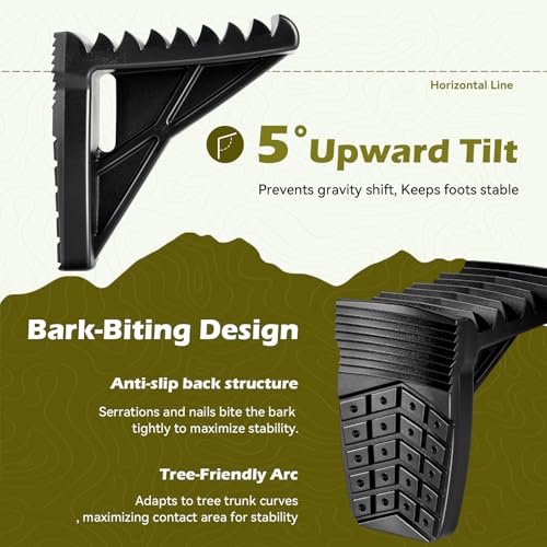Saddle Hunting Platform Steps, Ultra-Light Ring of Steps for Climbing Bow Hunting with 6 Feet Heavy-Duty Strap & Cam Buckle, Ergonomic Anti-Slip Design - size: 1 Pack