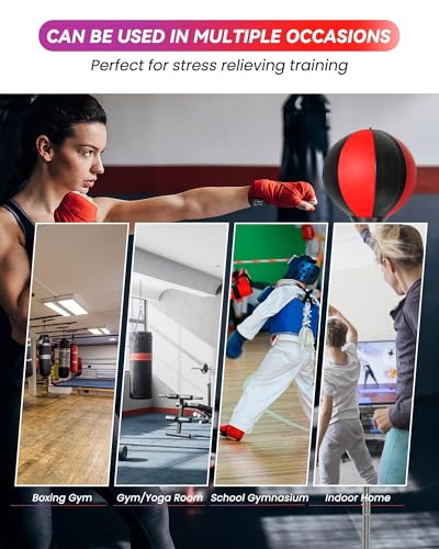 Fitness Reflex Bag, Speed Ball Stand Punching Bag with Gloves, Boxing Bag for Adults and Teens, 59IN Great MMA Training - color: Black Red