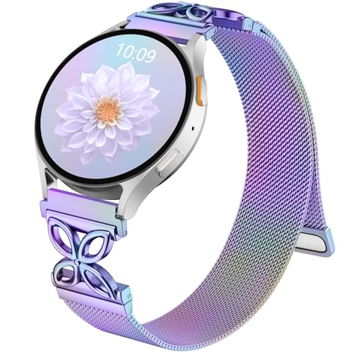 Getino Floral Magnetaic Metal Band Compatible with Galaxy Watch 7 Band 6 5 4 FE Active 2 40mm 44mm / Galaxy Watch 5 pro 45mm / Classic, Dressy Strap for Samsung Watch Bands Women Stainless Steel - color: Colorful