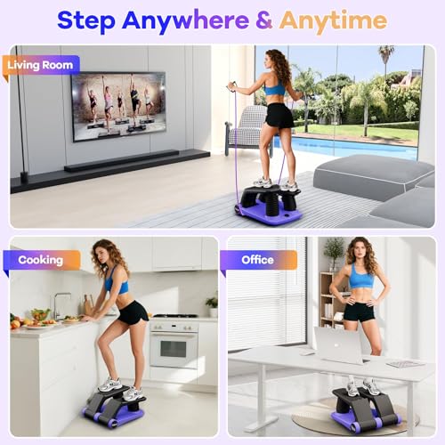 Air Compression Resistance Stepper – Adjustable Mini Stair Climber for Home Cardio Workout, Portable Stepper Machine with LCD Display, 5-Level Adjustable Resistance, Non-Slip Pedals - Batt. not incl.
