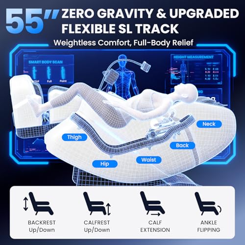 4D Massage Chair Full Body, Unique 2026 Space Walk & Ankle Stretch, Zero Gravity SL-Track Shiatsu Massage Chair Recliner with Electric Calfrest Extension & Foot Rollers, AI Voice, S002 White - color: White
