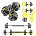 Adjustable Dumbbell Set, 10-90lbs Free Weights with Connector – 4 in 1 Dumbbells, Barbell, Kettlebell & Push Up Stand, Adjustable Weights Set for Home Gym Fitness Equipment for Men & Women - color: Yellow 45lbs (22.5lbs*2)
