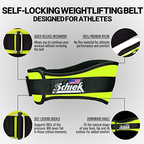 Schiek Sports Model 2004 Nylon 4 3/4" Weight Lifting Belt - Black - color: Yellow, size: X-Small