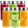 Glass Juice Bottles 6 Pack 12 oz - Wide Mouth Glass Water Bottles with Lids - for Juicing, Protein, Smoothie, Milk, Reusable, BPA Free, Stainless Steel Lids, Blender, Shaker Bottle (400ml) - color: 6-Pack (ml), size: 12oz/400ml