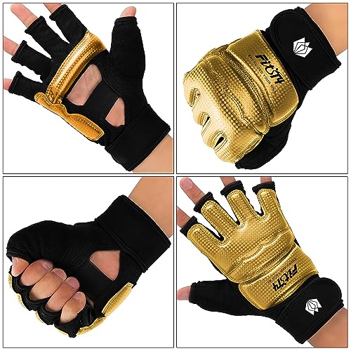 FitsT4 Sports Half Mitts MMA UFC Training Boxing Punch Bag Martial Arts Gloves - color: Gold, size: X-Small