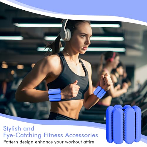 Wrist Ankle Weights for Women, Adjustable Ankle Weights Strength Training Silicone Bracelets Workout Wrist Ankle Weights for Men Women Yoga Running Dance Ankle Arm Leg Weights (2lb) - color: Blue