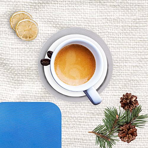 Jiozermi 4pcs Rubber Jar Opener Gripper Pads, Blue and Grey | Anti-Slip, Multi-Purpose, Kitchen Coasters, Bottle Lid Openers - color: Round Grey+Square Blue