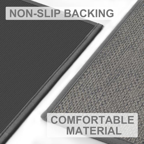 LEKEEPGO Door Mat 24"x47", Non Slip Door Mat Indoor Entrance, Rubber Backing Front Indoor Door mats Washable Absorbent Low-Profile Entryway Entry Resist Dirt Inside Door Mats, Light Grey - color: Light Grey, size: 1'11" X 3'11" (Rectangular)