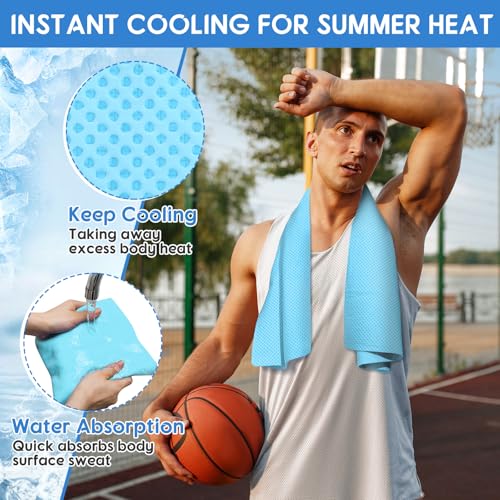 Peryiter 3 Packs PVA Cooling Towel Reusable Instant Cooling Neck Towel Breathable Soft Long Lasting Ice Sports Supplies for Running Hiking Swimming Golf(Blue, Light Blue, Gray) - color: Blue, Light Blue, Gray