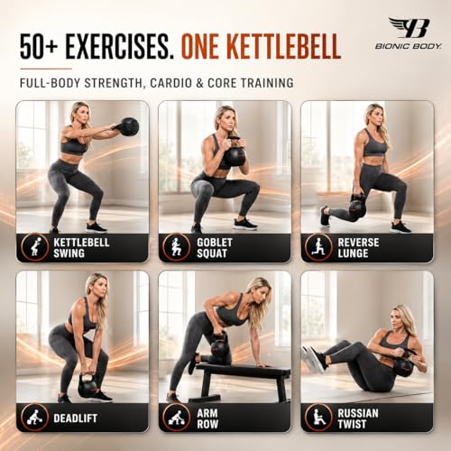 Bionic Body by Kim Lyons Soft Kettlebell with Handle | Soft Weight for Strength Training, Conditioning, Core & Full Body Workouts | Ergonomic Grip | Home Gym, Cross Training, HIIT & Functional Fitness Equipment - style: Orange - 30 LB