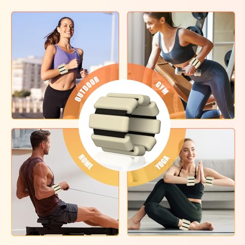 Ankle Weight Wrist Weight 2 Pack 1lb Each Adjustable | Arm and Leg Weight, Women and Men, Pilates Gym Yoga Aerobic, Strength Training - color: Beige