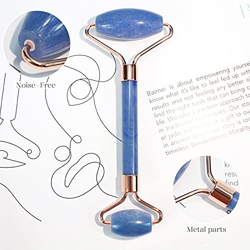 BAIMEI IcyMe Jade Face Roller & Gua Sha, Facial Beauty Roller Skin Care Tools, Self Care Gift for Men Women, Massager for Face, Eyes, Neck, Relieve Fine Lines and Wrinkles - Blue - color: Blue