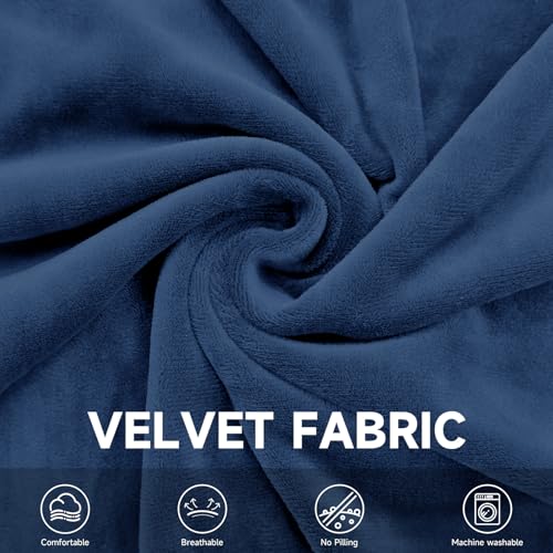 Velvet Wingback Dining Chair Cover Soft Stretch Accent Chair Cover Slipcover Thick Plush Wing Back Chairs Covers Furniture Protect Washable Chairs Protector Covers for Dining Room (Deep Blue, 2) - color: Deep Blue
