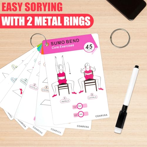 Chair Yoga Workouts for Women-58 Exercise Cards with Chair Yoga，ncludes 4-Week Challenge,2 Rings& Dry-Erase for Easy Organization-Home, Gym or Studio - color: Chair Yoga