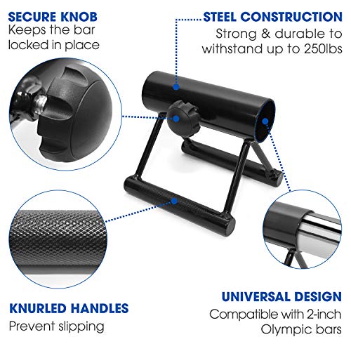 Yes4All Exercise Machine Adjustable T Bar Row Attachment, D Row Handle/Landmine Handle Attachment with Textured Rubber Handles - color: F. Knurl Handle for 2inch