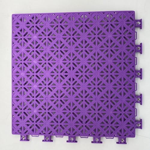 TRAX FLOOR Elegante Garage and Sport Court Tiles, 12" Interlocking Grid, 50-Pack, Covers 50 sq ft, Slip-Resistant, Self-Draining Polypropylene Modular Flooring (Purple) - color: Purple