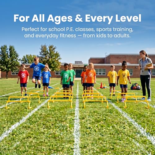 Japard 6 Pcs Adjustable Agility Hurdles, 4 Height Settings, Speed and Footwork Training Equipment for Soccer, Football, Basketball, Youth and Adults