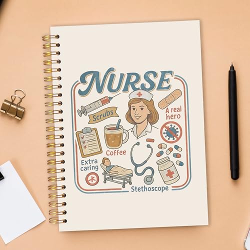 OJMFHEGEE Nurse Spiral Notebook 5.5x8.3 in, Nurse Appreciation Week Gifts, Nursing Medical Hardcover Notebook Journal Gifts for Work Women - color: Journal Gifts for Work Women