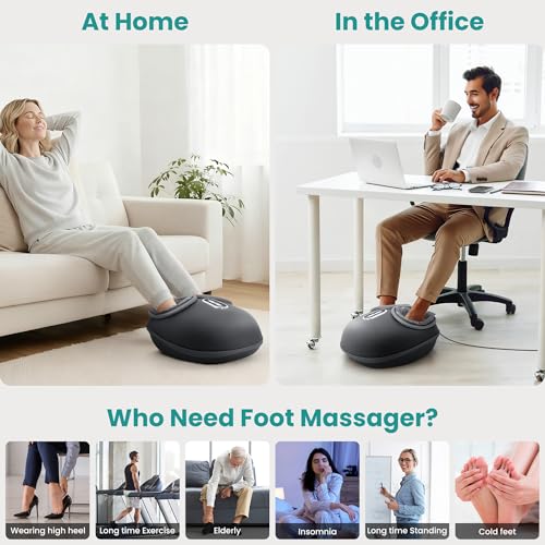 Nekteck Shiatsu Foot Massager with Heat & Air Compression Deep Kneading | 2026 Upgraded Feet Massager, 3 Modes Massage Improve Blood Circulation Foot Wellness Plantar Fasciitis, Fits Size to US 13 - color: Gray, size: Large