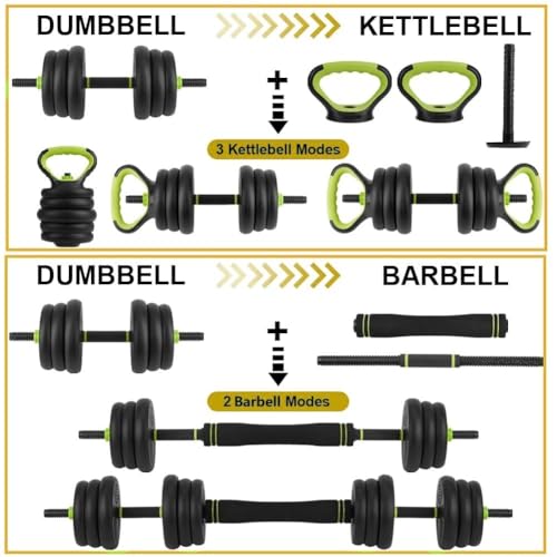 4-in-1 Adjustable Dumbbell Set, 30/44/66/88 Lbs Free Weights Set with Connector, Fitness Exercise Equipment Used As Kettlebells, Barbell, Push Up Stand, Weights Set for Home Gym Suitable Women/Men - size: 66 Lbs Round