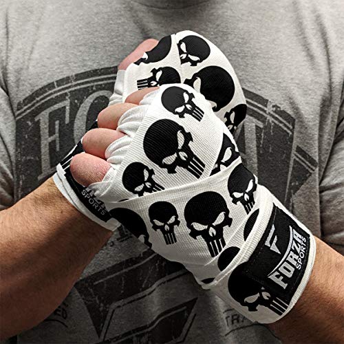 Forza Sports 180" Mexican Style Boxing and MMA Handwraps - color: Skulls White