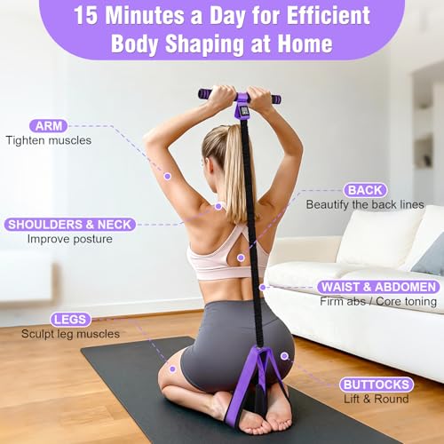 Upgraded Pedal Resistance Band with Handles, Multifunction Foot Pedal Resistance Bands for Abdomen,Waist,Arm, Core/ABS,Leg Workout at Home - Physical Therapy,Stretching,Strength Equipment - color: Purple