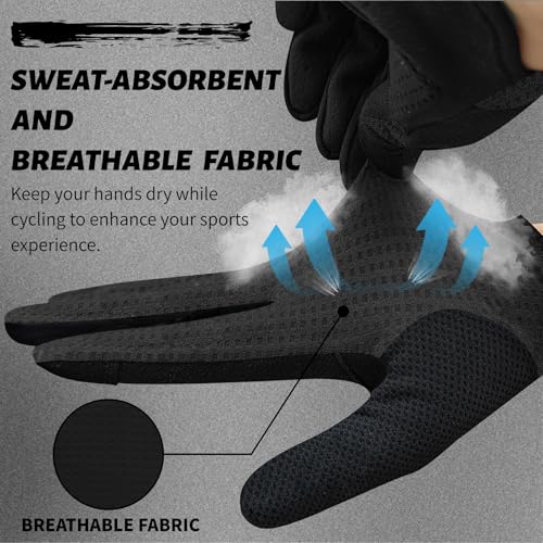 VXW Bike Gloves for Men Women Cycling - with Reflective Strips &Anti-Slip Shock-Absorbing Pad for Bicycle/Mountain Bike/Workout/MTB/Gym - color: Black, size: X-Large