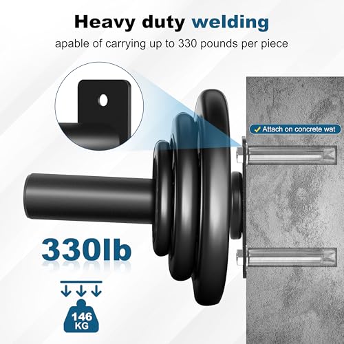 EVERYMATE Weight Plate Rack, Wall Mount Weight Plate Holder for Bumper Plates, Max Weight Capacity 330 lb, Home Gym Organizer - size: 2-inch-2Pack
