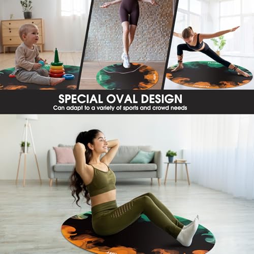 Cheete Jump Rope Mat Large Rubber Exercise Mat Indoor Outdoor Shock Absorbing Mat Non-Slip Oval Design for Floor & Rope Protection, Workout Mats for Home Gym Flooring - color: Green＆Orange