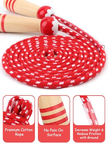 Jump Rope for Kids, Lorvain Adjustable Skipping Rope, Kids Jump Ropes with Wooden Handle for Girls Boys, Weighted Jumping Ropes for Fitness Workout Exercise Outdoor Fun Activity - color: Red-1pc