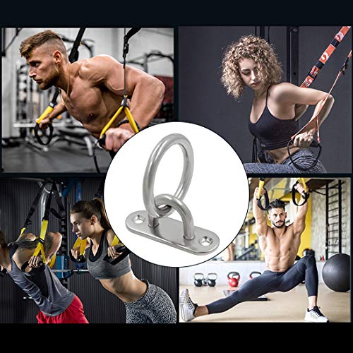 4Pcs M5 Ceiling Wall Mount Hook, Pad Eye Plate, Heavy Duty Anchor with Ring, 304 Stainless Steel, Great for Yoga Swings Hammocks/Boat Rigging/Marine Deck Hardware/Suspension Training Straps - size: M5 (Oval Pad Eye)