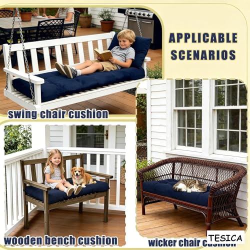 40x20in Outdoor Bench Cushion Waterproof Porch Swing Seat Cushions Thicken Patio Bench Seat Pad Orange - color: Orange