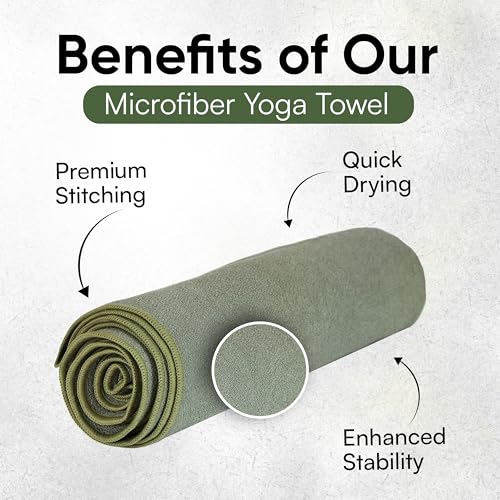 Yoga Mat Towel - Double Sided Microfiber Yoga Towel - Sweat Absorbent Non Slip Hot Yoga Towel - Lightweight, Quick Drying Pilates Mat Towel - 73" x 26", Sage - color: Sage