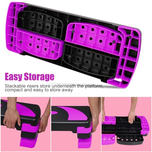 Exercise Workout Aerobic Step Platform Trainer, 31" Aerobic Stepper with 4"-6"-8" Adjustable Height Risers