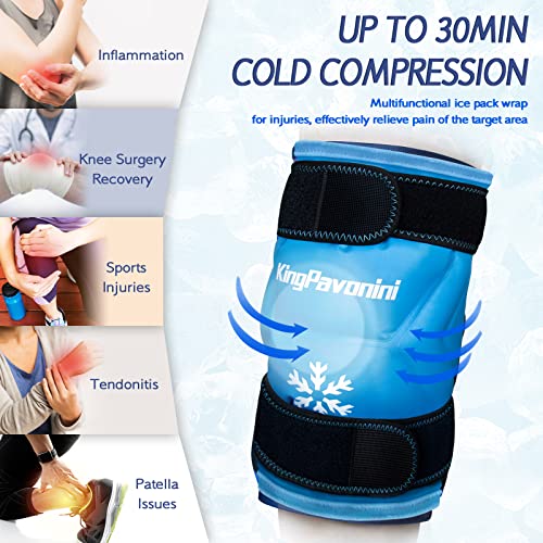 KingPavonini XXL Knee Ice Pack Wrap Around Entire Knee After Surgery, Large Reusable Gel Ice Pack for Injuries, Pain Relief, Swelling, Sports Injuries, 1 Pack (Sky-Blue) - style: Sky-blue