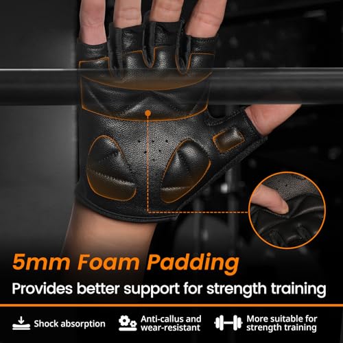 ATERCEL Premium Leather Workout Gloves, Ideal for Men and Women, Suitable for Weightlifting, Gym, Cycling - size: X-Small