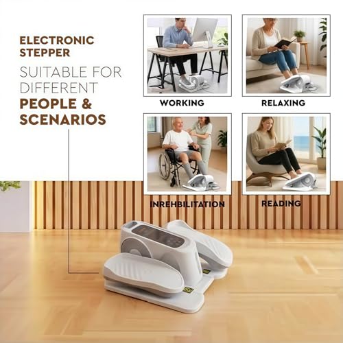 Under Desk Elliptical Machine, Remote Control Elliptical Leg Exerciser | Electric Pedal Exerciser, Quiet Under Desk Bike for Seniors, Electric Seated Pedal, 12 Adjustable Speed, Auto & HR Mode-White