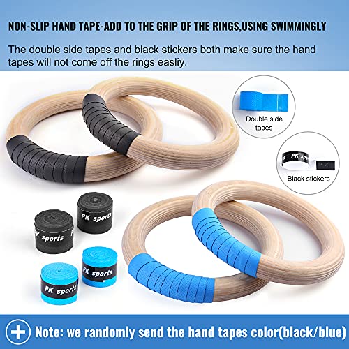 Wood Gymnastic Rings with Adjustable Number Suspension Trainer Straps with Cam Buckle 15ft Olympic Rings 32/28mm Heavy Duty 1543/992lbs for Pull Up Bar Workout Exercise Gym Hanging Rings Indoor - color: 28mm ring + straps