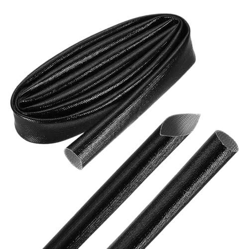 MECCANIXITY 3ft Braided Cable Sleeve, 5/8" ID 200C Heat Resistant 1500V Fiberglass Wire Insulation Cord Protector Organizer Wires Management for Motor Engine Fuel Line, Black - color: Black, size: 3ft-16mm