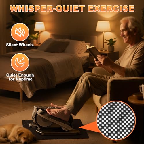 Low Impact Mini Under Desk Elliptical Quiet Electric Leg Exerciser | Compact portable under desk elliptical with non-slip mat, quiet motor for home office. Leg trainer gift for seniors mom dad