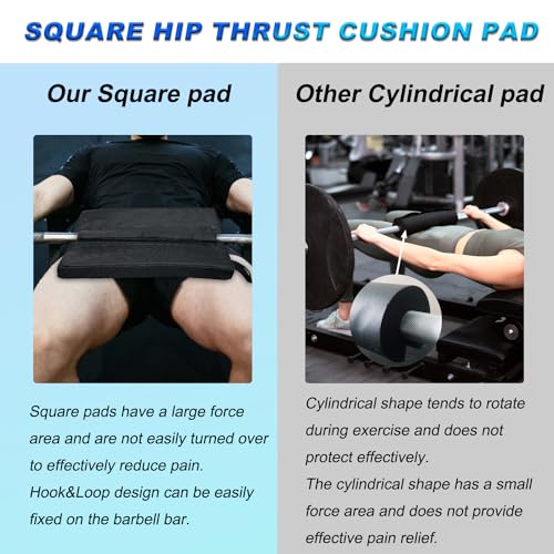 Square Hip-Thrust Pad Protective Extra Thick Foam pad for Barbell Weightlifting Hip Thrusts and Glute Bridges Workouts Home Gym Equipment - color: Black