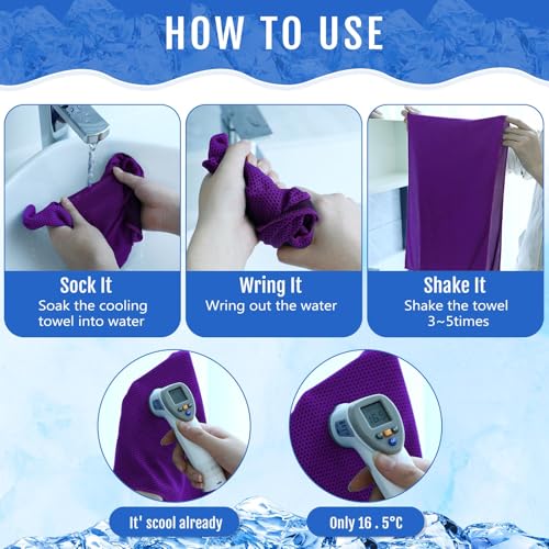Hosuly 30 Pack Cooling Towels, 40"x12" Ice Breathable Soft Chilly Sweat Rag Microfiber Workout Rags for Gym Cooling Towels for Neck and Face for Yoga Golf Sport Running - color: Dark Blue, Purple