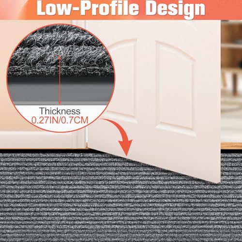MYFAMIREA Commercial Floor Mat 4' x 8' Extra Large Front Door Industrial Rug Heavy Duty Brush Step Entrance Mat Weather Utility Rug with Non Slip Rubber Backing Low Profile for Entryway, Charcoal Grey - size: 4 x 8 Feet