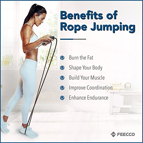 FEECCO Weighted Jump Rope for Men, PVC Rope with Metal Handles and Ball Bearings - color: 2.3LB