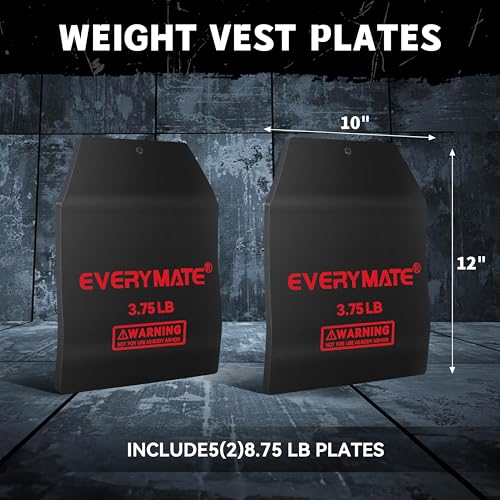 EVERYMATE Tactical Weighted Vest Plates – 3.75/5.75/8.75/14.5/19.75LB Pairs – Insert Weighted Vest Plates- Contoured Ergonomic Fit – WODs, Strength Training, Running, Weight Plates for Vest - color: 3.75LB*2, size: Curved