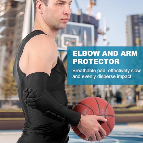 Padded Arm Sleeves Elbow Forearm Crashproof Pads Protection for Football Basketball Volleyball Soccer 2 Pack - size: X-Large