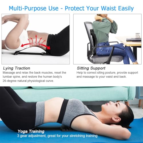 HONGJING Back Stretcher, Back Cracker for Back Pain Relief Lumbar Traction Spine Deck with Acupressure Massage, Great for Herniated Disc, Sciatica, Scoliosis - color: Blue