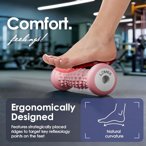 Foot Roller Massager for Plantar Fasciitis, Foot Arch and Heel Pain Relief | Deep Tissue Muscle Massage, Feet Ergonomic & Rounded Top Design - color: Pink